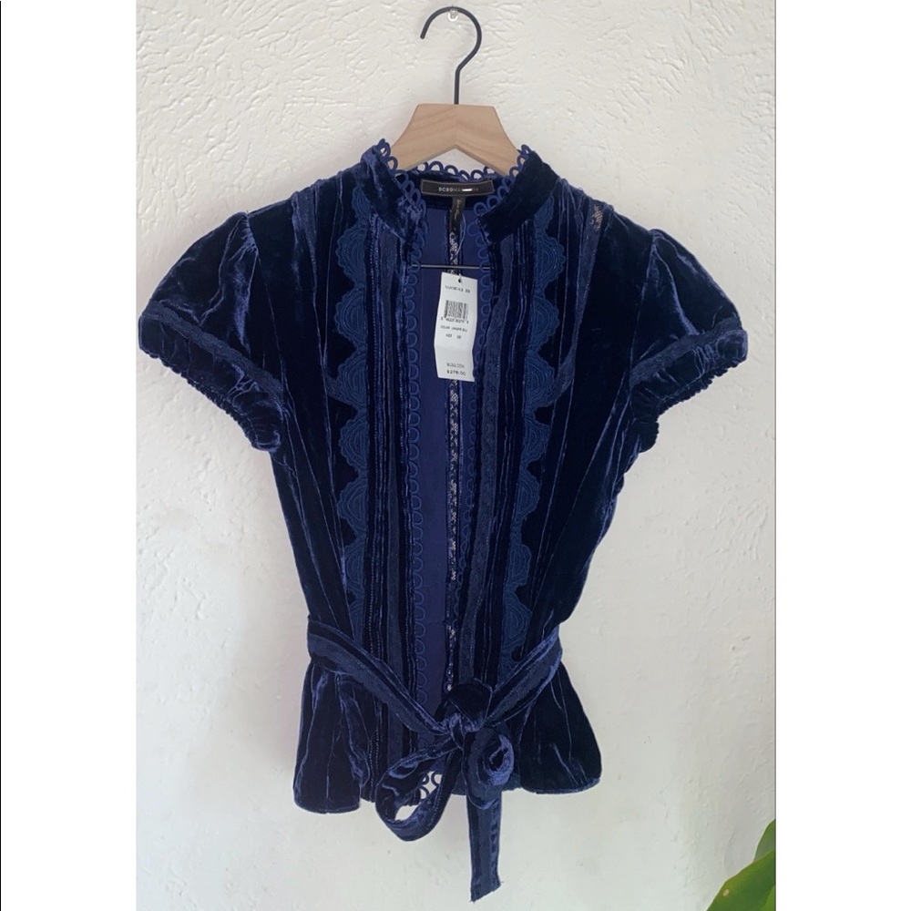 Max Azria BCBG Blue Velvet Wrap Jacket